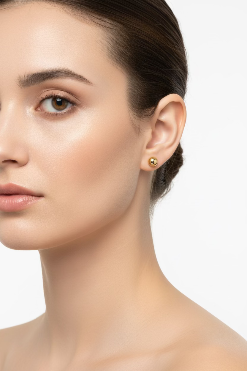 10K Button Earrings