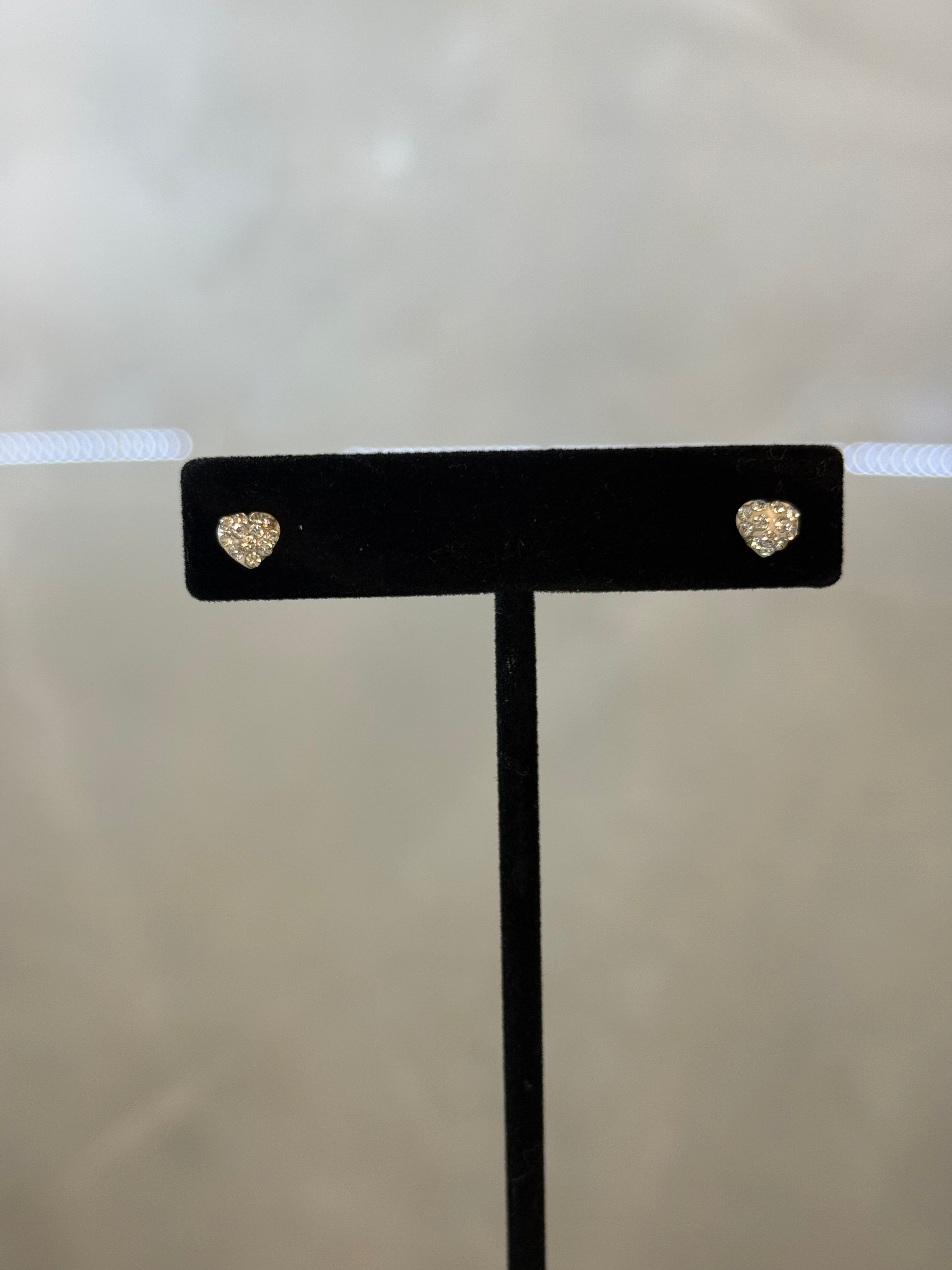 14K Heart Shaped CZ Earrings