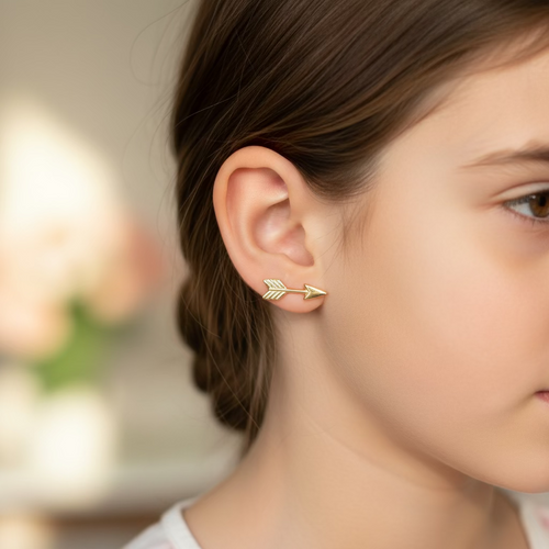 10K Bow Arrow Earrings
