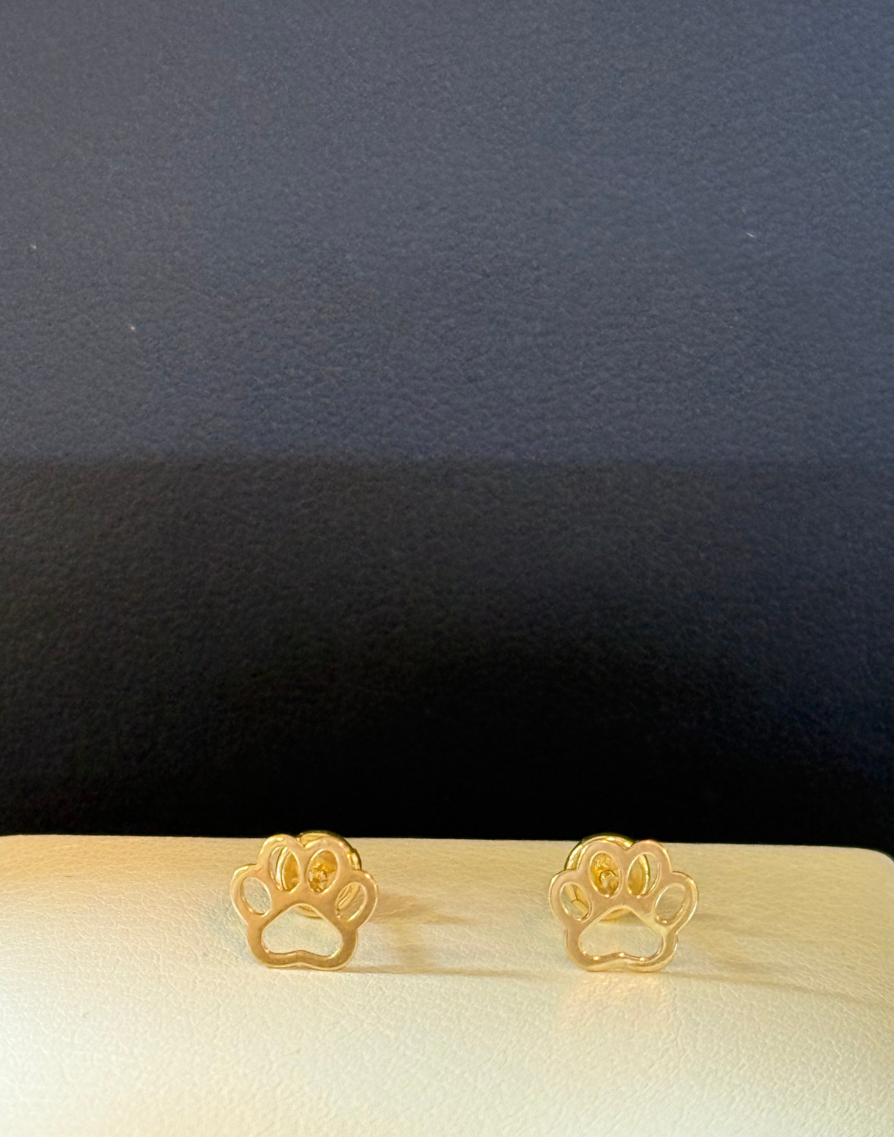 10K Dog Paw Earrings