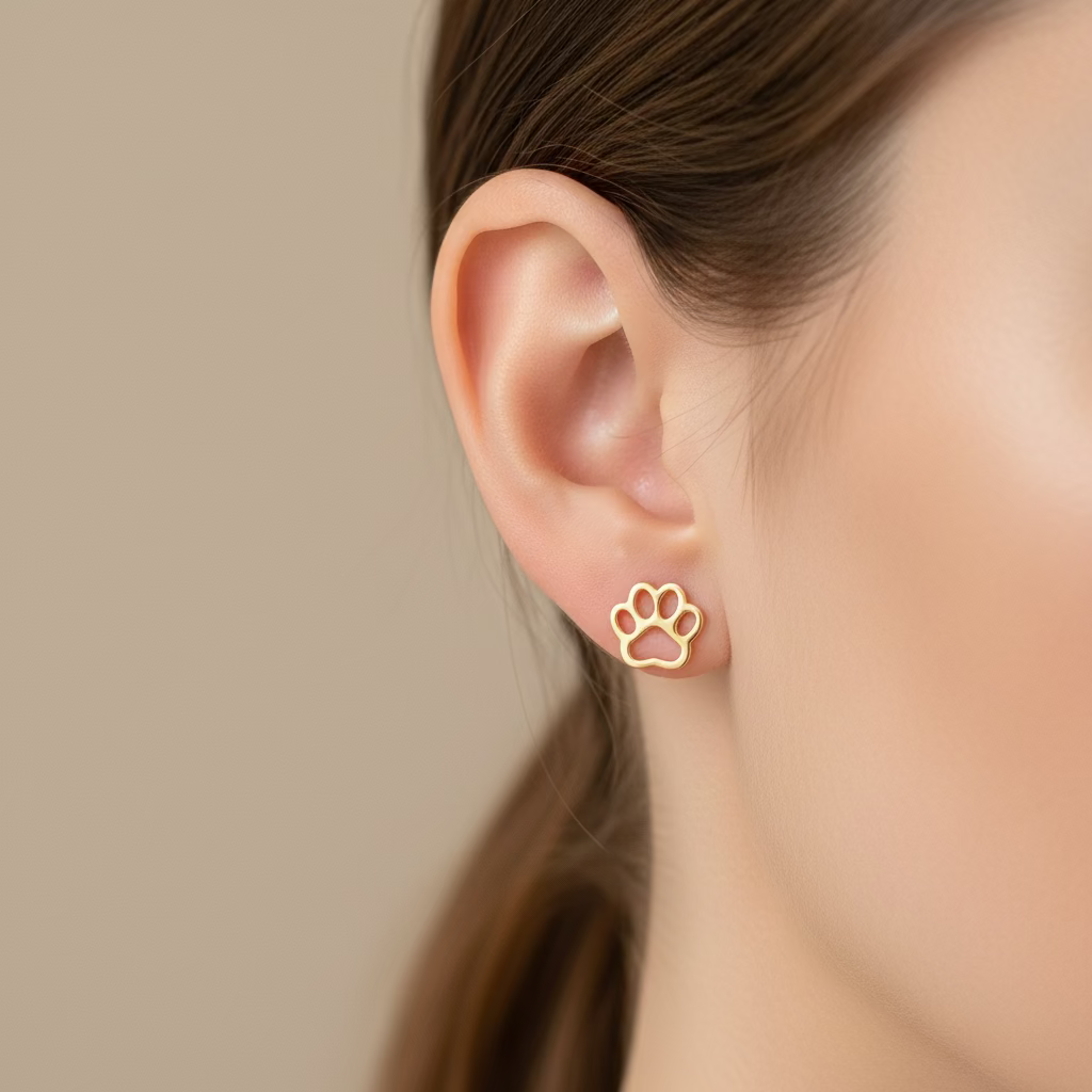 10K Dog Paw Earrings