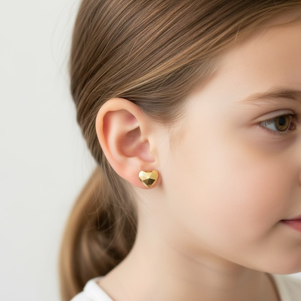10K Heart mirror earrings