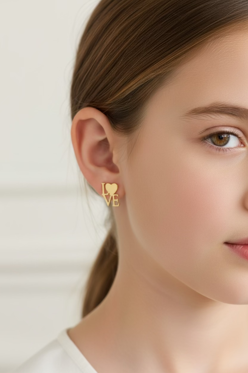 10K Love Earrings