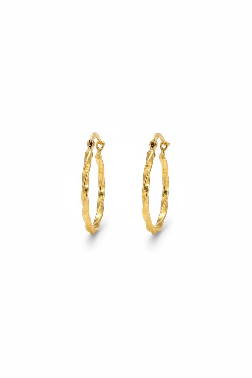 18K Hoop Earrings Twist