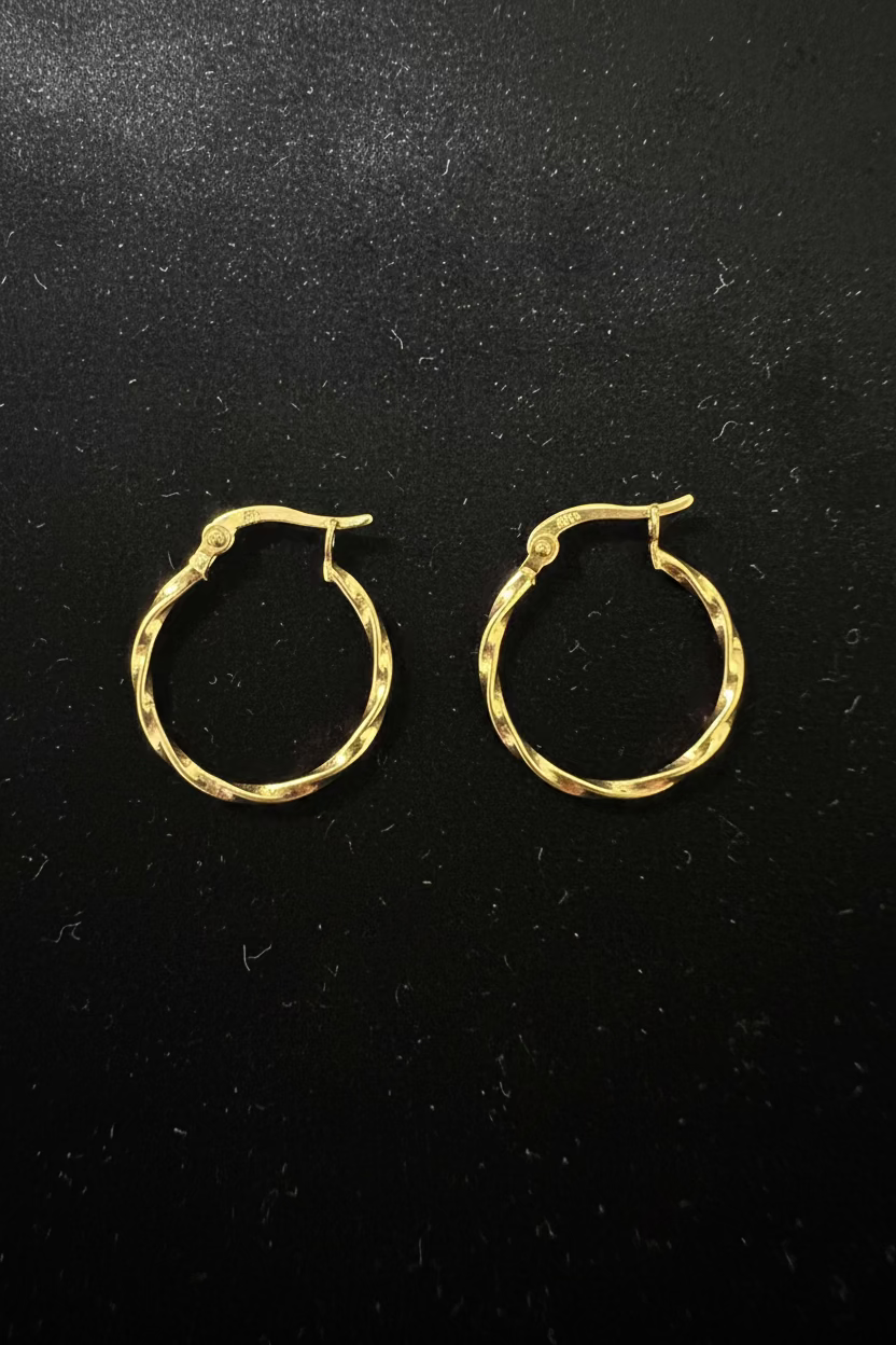 18K Hoop Earrings Twist