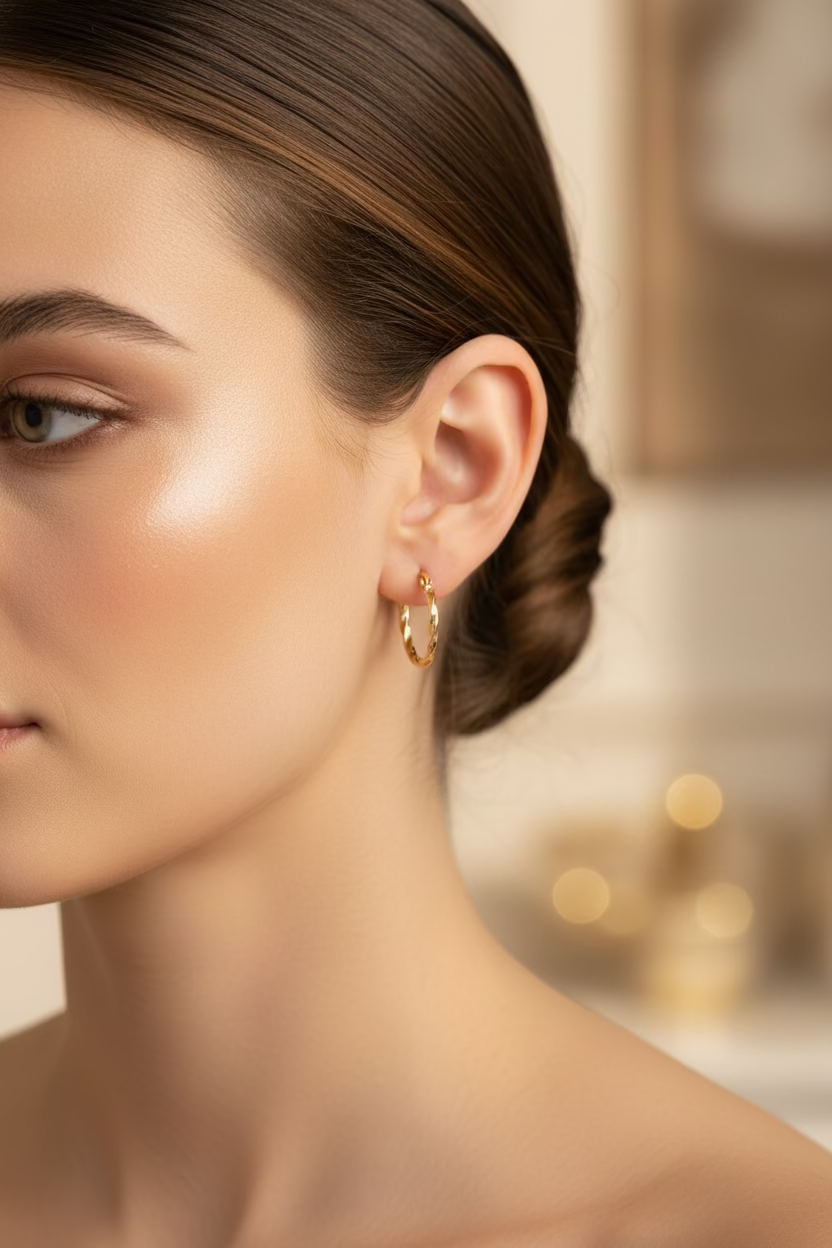 18K Hoop Earring Twisted