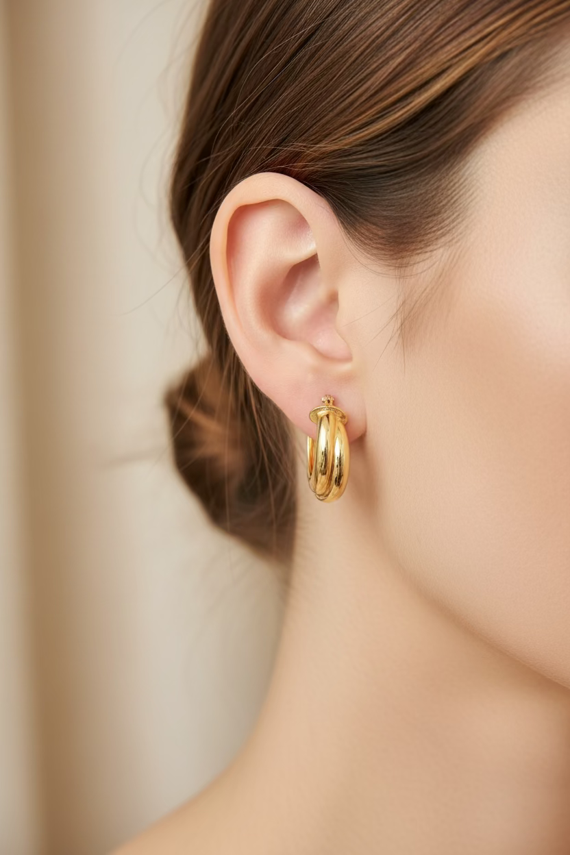 10K Twisted together Hoop Earrings