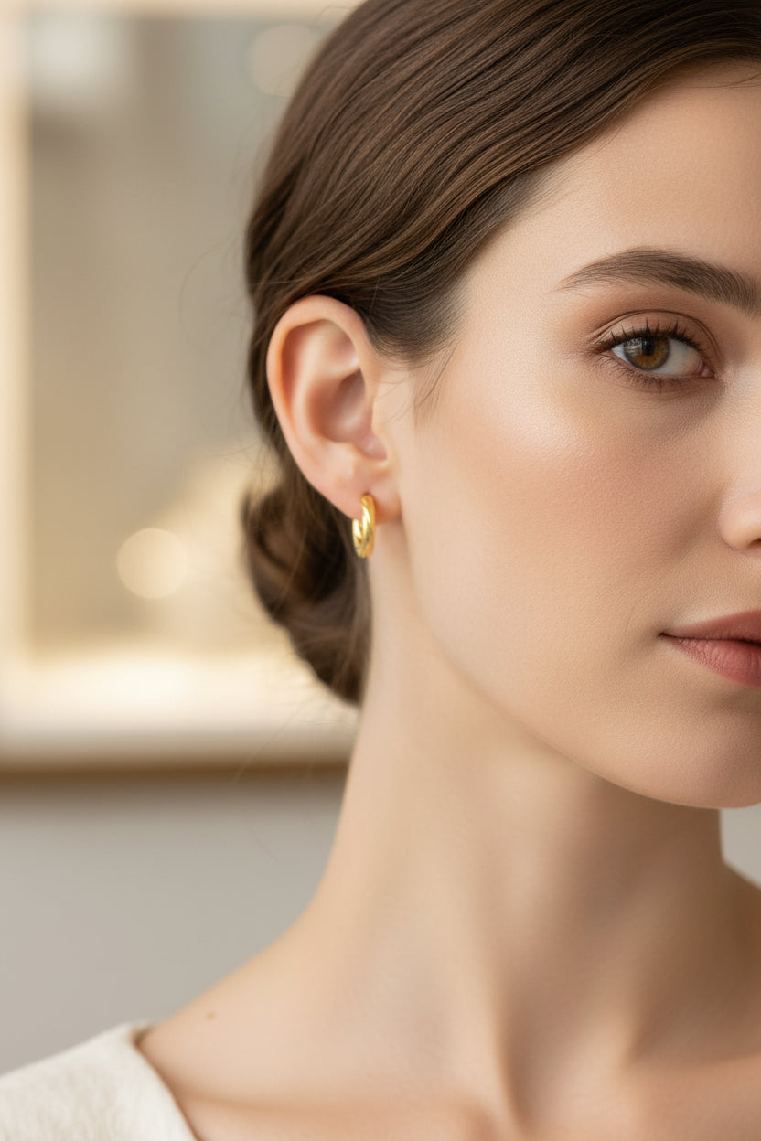 14K Hoop Earring Spiral