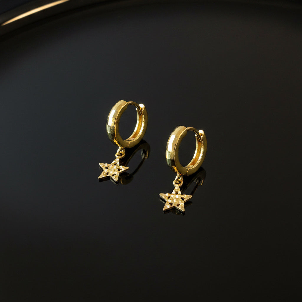 10K Hoop with Star Earrings