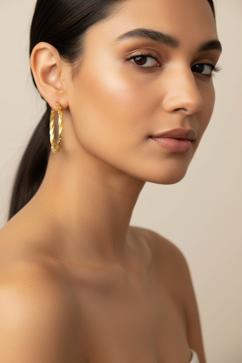 14K Hoop Twisted Earring