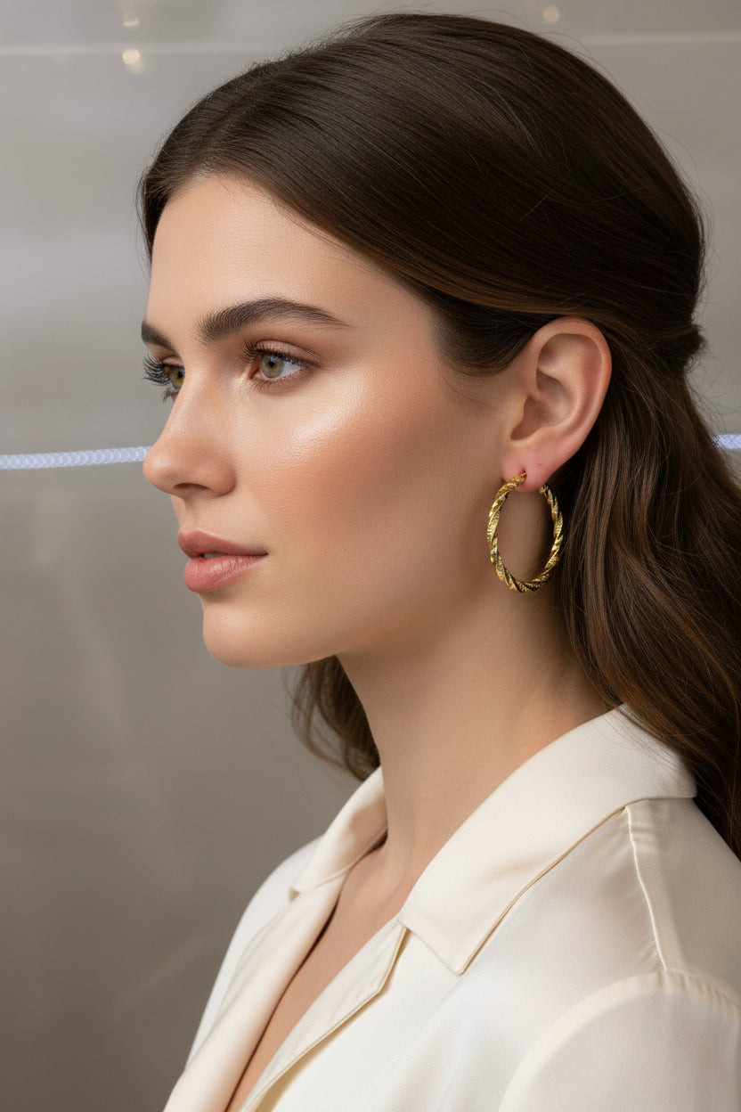 14K Twisted Hoop Earrings