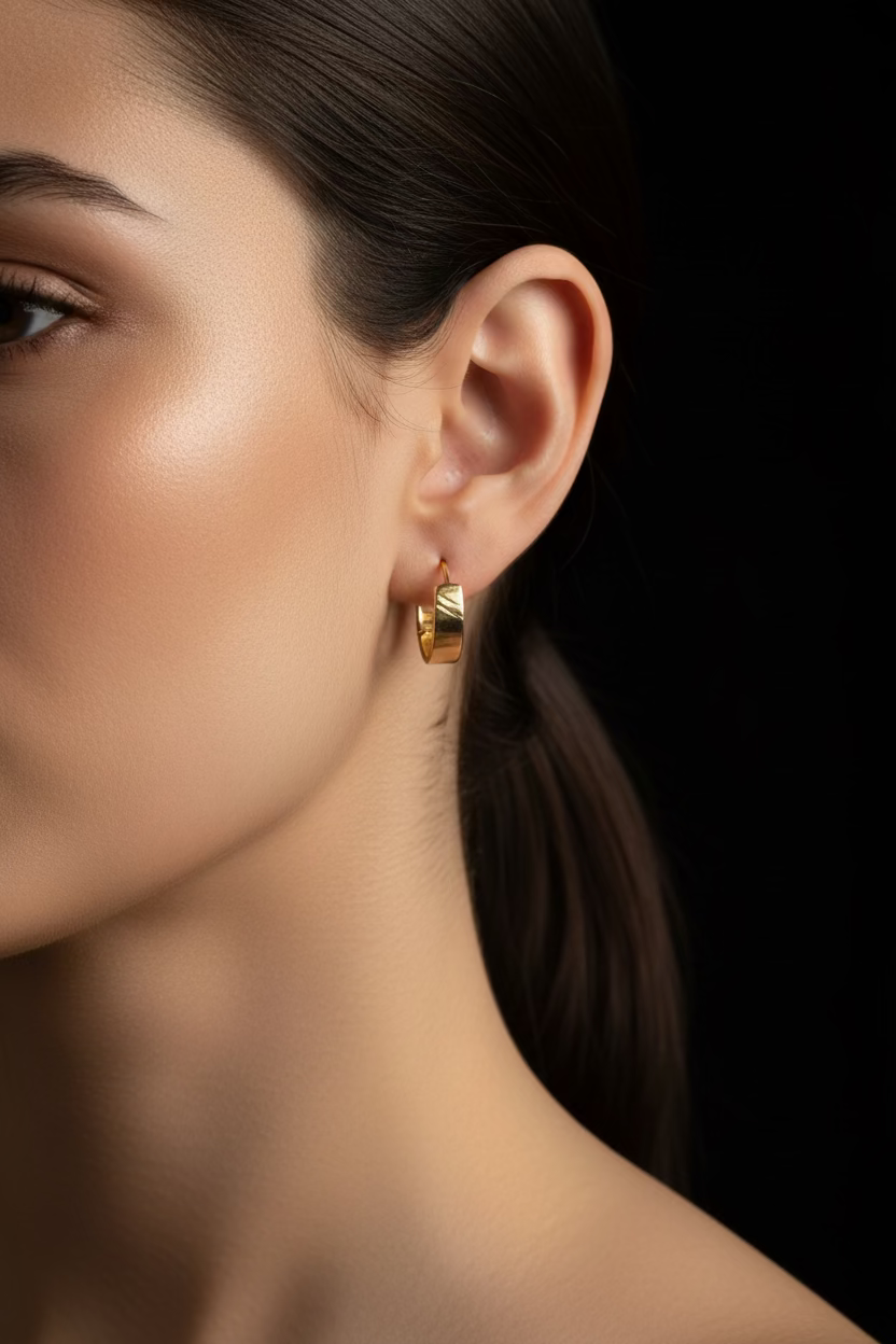 10K Hoop square cut earrings