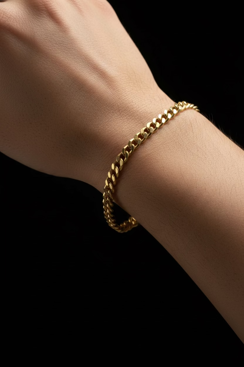 14K Curb Bracelet Hollow Link