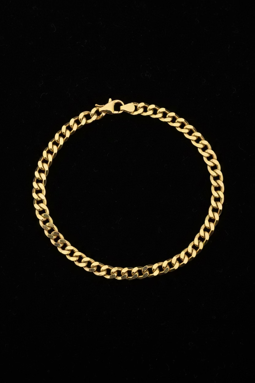 14K Curb Bracelet Hollow Link