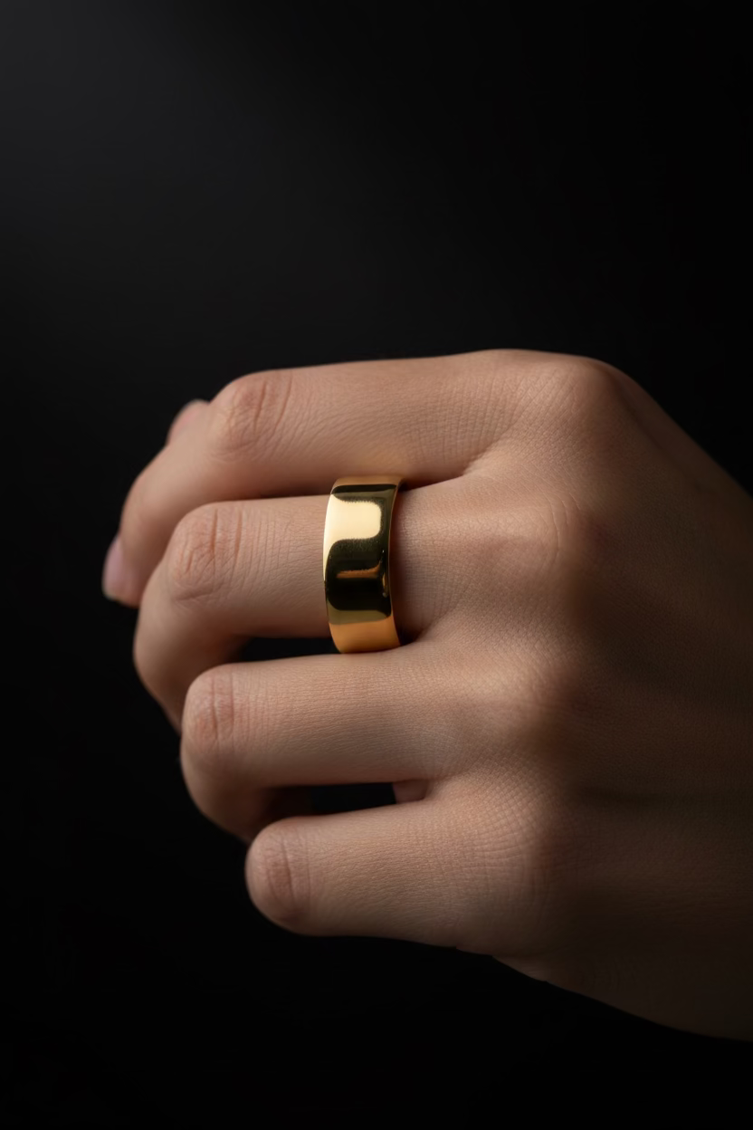 18K Solid Gold Band Ring
